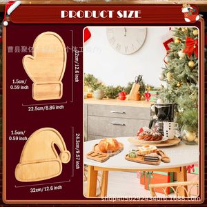 Plateau décoratif en bois massif, plateau à fruits en bambou, plateau de service de Noël, plat à fruits secs, vaisselle de fête - Product Image 3