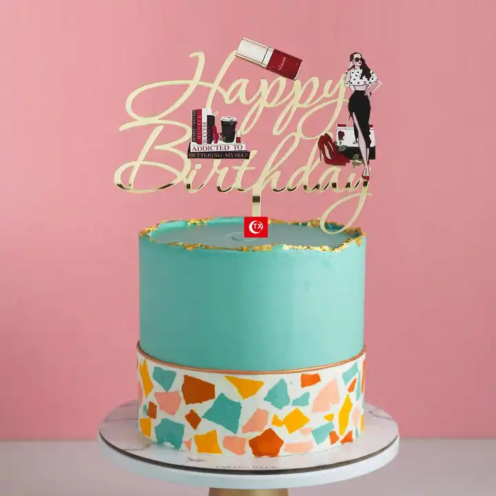 Bolo de luxo topper acrílico feminino saco cosméticos moda para a beleza  legal moderno bolo topper menina feminino festa de aniversário decorações