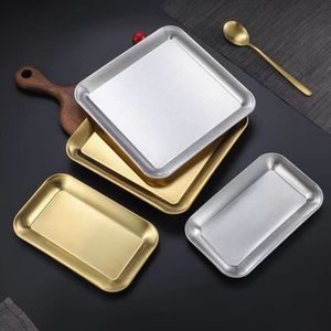 Stainless Steel Serving <b>Tray</b> Silver Gold 304 201 Rectangle Flat Bottom Food Service Dishware Kitchen Dining <b>Tray</b> - Product Image 1
