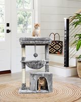 Petit arbre à chat pour chats d'intérieur, tour d'activités pour chats avec poteau à gratter pour chatons, mobilier moderne pour chats avec panier