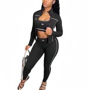Nuovo Set Fitness AIL da Donna: Giacca a Tre Pezzi con Zip, Gilet e Leggings a Contrasto, Maniche Lunghe, per Yoga e Dimagrimento - Product Image 2