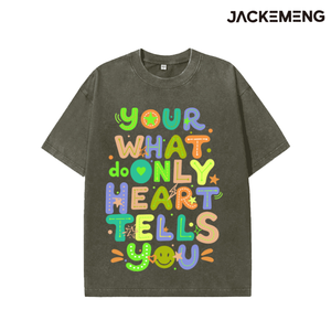 T-shirt Oversize 'Your Heart Tells You' Stile Streetwear Retrò, Maglietta Hip Hop a Maniche Corte, Vendita all'Ingrosso da Magazzino Locale USA - Product Image 5