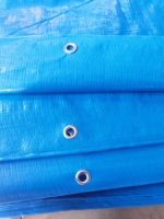 Bâche en PE double face bleue et rouge, robuste, avec œillets renforcés, pour protection extérieure