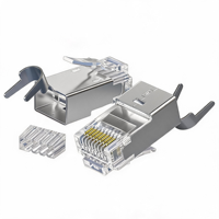 XLEP Cat7 Konektor RJ45 Modular Terlindung Penuh 8P8C STP Dengan Pemisah Terminal Berlapis Emas 10Gbps Ethernet Plug