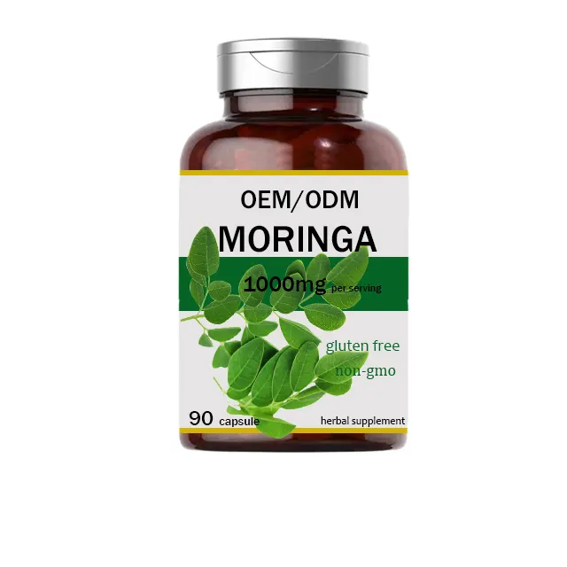 ODM/OEM Premium kalite 500mg organik Moringa yaprak özü kapsül sağlık için bitkisel güçlendirici takviyesi