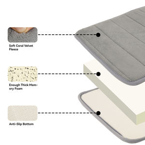 Urinoir antidérapant noir Logo personnalisé fleur moderne carré absorbant l'eau tapis de sol doux pour salles de bains - Product Image 2