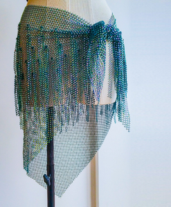 Falda de malla con borlas y diamantes de imitación, de una pieza, con pañuelo para la cadera y flecos, para baile latino y jazz, para mujer - Product Image 4