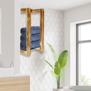 Rustic Wall Mounted Bathroom Wood Towel Rack Wall Holder Organizer Heavy Duty Towel Holder - Product Image 5