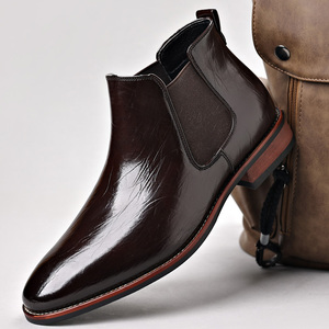 Bottes Chelsea pour hommes, style anglais, bottes en cuir rétro grande taille, bottes Martin anglaises - Product Image 6
