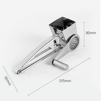 Parutan Sayur Putar Stainless Steel, Set Papan Putar Genggam, Alat Dapur untuk Mengparut Keju Keras, Cokelat, Wortel