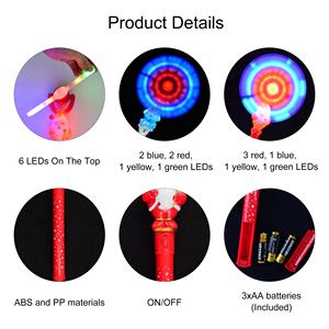 새로운 크리스마스 발광 스틱 장난감 스피너 완드 음악 장난감 LED 플래싱 풍차 장난감 회전 완드 어린이용 라이트 - Product Image 6