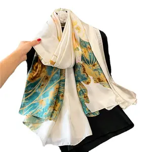 New Style Women's Imitation Silk Scarf Long Satin Scarf with Solid Floral and Bow Patterns for Vacation Fashion Sun Protection
