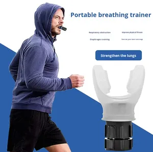 Entraîneur de capacité pulmonaire en silicone transfrontalier Type d'embout buccal portable Amélioration de la fonction de la MPOC Entraîneur de respiration et de sport - Product Image 1