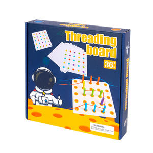Puzzle éducatif en bois pour bébé, jouet <span class=keywords><strong>de</strong></span> Coordination œil-main, planche d'enfilage avec 10 cartes, jouet préscolaire pour enfants - Product Image 4