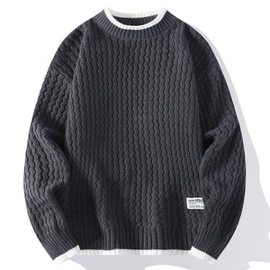 Cárdigan Grueso de <span class=keywords><strong>Hombre</strong></span> al por Mayor, de Moda, Holgado, de Invierno, Transpirable, Cálido, de Manga Larga, Tejido, de Cuello Redondo, de Color Grande - Product Image 2