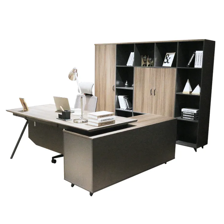 Офисная мебель Simpleness, управление боссом, L-образный компьютерный стол, металлические ножки стола из нержавеющей стали, директорский стол из МДФ