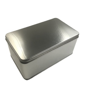 Hinged Tin Box Tin Cookies Rectangle Tin Box Plain Metal Can Packing