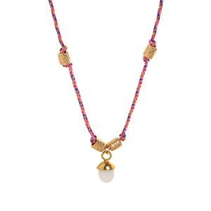 Mecylife Fashion Sieraden Rvs Ketting Half Natuursteen Eikel Dennenhout Hanger Geknoopte Ketting - Product Image 5