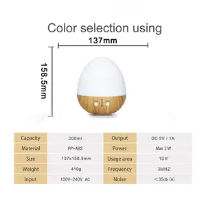 Impostazione timer 7 led illuminazione diffusore di aromi a colori 200ml diffusore di oli essenziali ad ultrasuoni umidificatore diffusore di aromi usb in legno