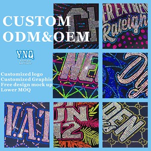 Diseño de transferencia térmica de diamantes de imitación personalizados para camisetas, termoadhesivo, con brillo, precio mayorista - Product Image 3