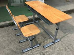 हॉट सेल स्कूल डेस्क डबल सीट स्कूल डेस्क चेयर छात्र डेस्क और कुर्सी सेट क्लास टेबल - Product Image 2