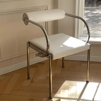 Chaise de salle à manger en acier inoxydable, chaise de café simple en acier, chaise inclinable de loisirs, chaise d'étude, chaise de salon