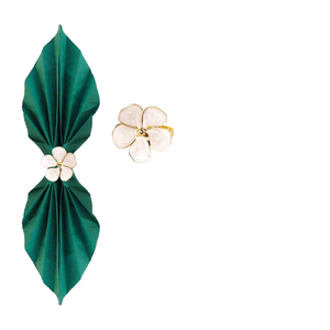 Anneaux de serviette décoratifs pour banquet de mariage, design fleur à cinq pétales, en fer, motif fleur de prunier dorée, durables - Product Image 1