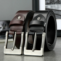 Ceinture en cuir véritable noir et marron de qualité supérieure avec boucle à ardillon pour homme, idéale pour les tenues habillées et les jeans