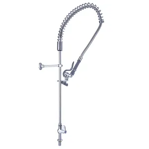 Tall Kitchen Deck Mounted Sink Faucet And Heavy Duty Pre Rinse Sprayer