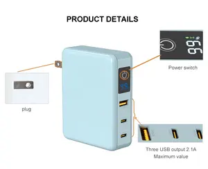 Pd65w AC gan Sạc 45W ngân hàng điện 10000mAh sạc di động biểu tượng tùy chỉnh 10000mAh ngân hàng điện không dây 3in1 ngân hàng điện sạc