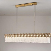 Lustre LED moderne de luxe à 2 niveaux avec cadre doré et suspension centrale pour salon, salle à manger, villa