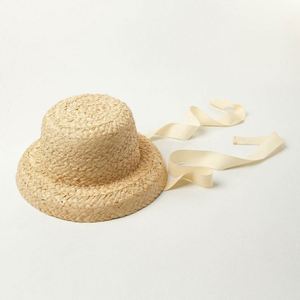 Sombrero de Paja Coreano Tejido a Mano, Estilo Retro, Copa Plana, Ala Plegable, para Niños y Niñas, Ideal para Viajes, Vacaciones y Playa - Product Image 2