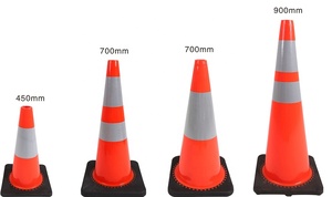 Conos de Seguridad Vial de PVC Reflectante <span class=keywords><strong>Flexible</strong></span> Naranja Sólido de 450 mm de Altura con Base Negra para Seguridad - Product Image 3