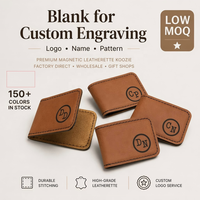 Porte-billets fin personnalisé en cuir PU gravé sur mesure, avec clip magnétique, vierge pour gravure laser DIY