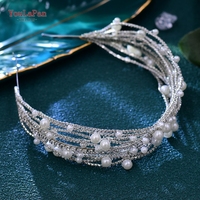 YouLaPan – couvre-chef en perles et strass fait à la main, élégant, pour femme, accessoire de cheveux pour fête, mariage, bandeau scintillant, accessoires pour cheveux HP658