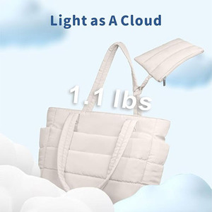 Borsa Tote Trapuntata Leggera da Donna, Borsa <span class=keywords><strong>a</strong></span> Spalla Imbottita per Lavoro, Viaggi e Palestra - Product Image 2