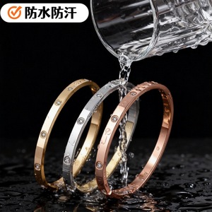 Brazalete <span class=keywords><strong>de</strong></span> Acero Inoxidable Resistente al Agua Resoul, Chapado en Oro con Circonita Cúbica, Brazalete <span class=keywords><strong>de</strong></span> Lujo para <span class=keywords><strong>Mujer</strong></span>, Regalo - Product Image 1