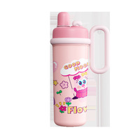 Nouveau mignon grande capacité 316 tasse à eau en acier inoxydable dessin animé créatif Double boisson avec poignée paille Thermos tasse