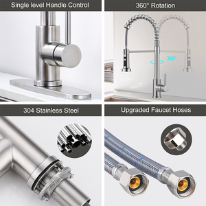 Consegna rapida maniglia singola rubinetti <span class=keywords><strong>lavello</strong></span> 3 funzioni in nichel <span class=keywords><strong>con</strong></span> irroratore a molla in acciaio inox rubinetti cucina - Product Image 5