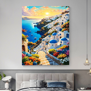 Kit <span class=keywords><strong>de</strong></span> Pintura por Números <span class=keywords><strong>de</strong></span> Paisaje Campestre <span class=keywords><strong>de</strong></span> Santorini para Adultos, Lienzo y Pinturas <span class=keywords><strong>de</strong></span> Alta Calidad, Regalo y Decoración para el Hogar - Product Image 2