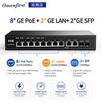 Switch Gigabit PoE 8 Port, 4 Port Uplink, 2 RJ45, 2 Slot SFP, 1000Mbps, Power Over Ethernet untuk Proyek Kamera IP