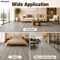 Lantai Vinyl Plank SPC MORLENX Abu-abu Muda Motif Kayu Inti Keras untuk Proyek Interior Kantor dan Hotel
