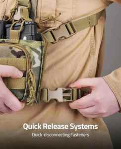 Sac de Poitrine Tactique d'Usine avec Système de Libération Rapide, Sac de Poitrine Molle Réglable avec Fermeture Éclair et Poches Respirantes - Product Image 5