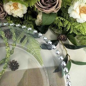 <span class=keywords><strong>Assiettes</strong></span> de présentation <span class=keywords><strong>transparentes</strong></span> en plastique de 13 pouces avec bord doré pour décoration de dîner de mariage - Product Image 6