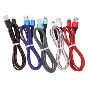 Cáp Dữ Liệu USB Loại C Ni Lông Cáp Sạc Micro USB Dây Sạc Nhanh 1M Cho Điện Thoại Di Động Android iPhone Xiaomi Huawei