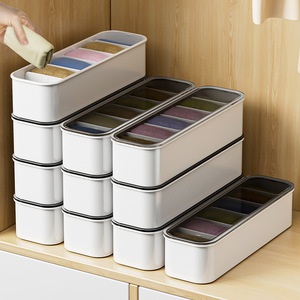 <b>Socks</b> Storage <b>Box</b> With Lid Compartmentalized Drawer Organizer For Wardrobe Closet Home Use Rectangular Solid Color - Product Image 1