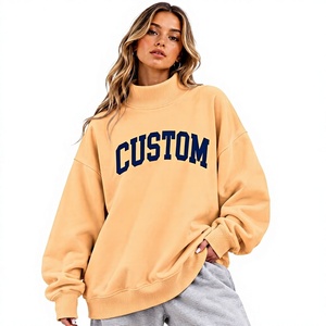 Sweat-shirt à col montant ample et surdimensionné pour femme, imprimé et brodé, personnalisable, en molleton léger, coton/polyester, automne - Product Image 1
