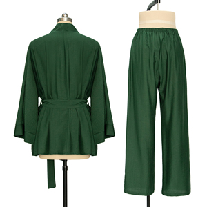 Ensemble de robes pour femmes en viscose 2 pièces, pyjamas de luxe, manches longues, vêtements de nuit pour femmes, ensemble de pyjama personnalisé, vêtements de détente - Product Image 2