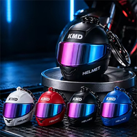 Porte-clés mini casque de moto, pendentif casque de moto 3D stéréo cool, cadeau casque irisé