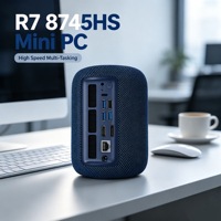 2026 New R7 8745HS R5 7640HS Mini Desktop PC Radeon 760M Graphics Light Gaming Video Editing Advertising Host Computer UK Plug